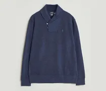 Double Knitted Shawl Collar Sweater Navy Heather