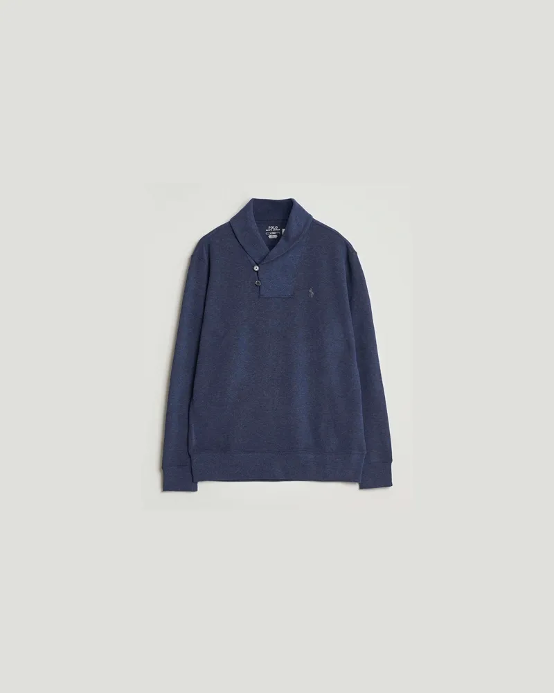 Ralph Lauren Double Knitted Shawl Collar Sweater Navy Heather Blau