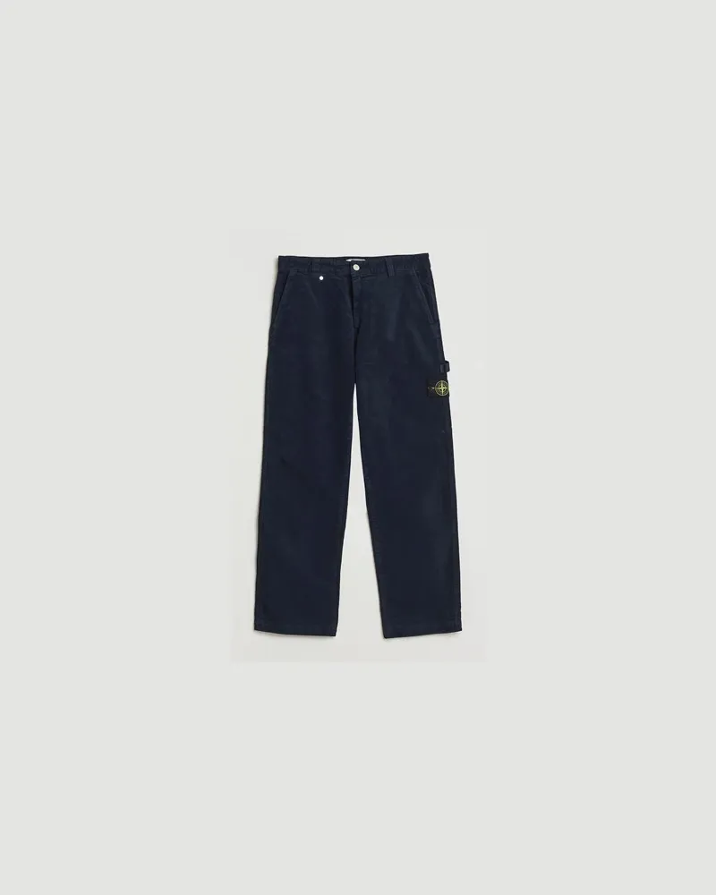 Stone Island Cotton Moleskin Trousers Navy Blau