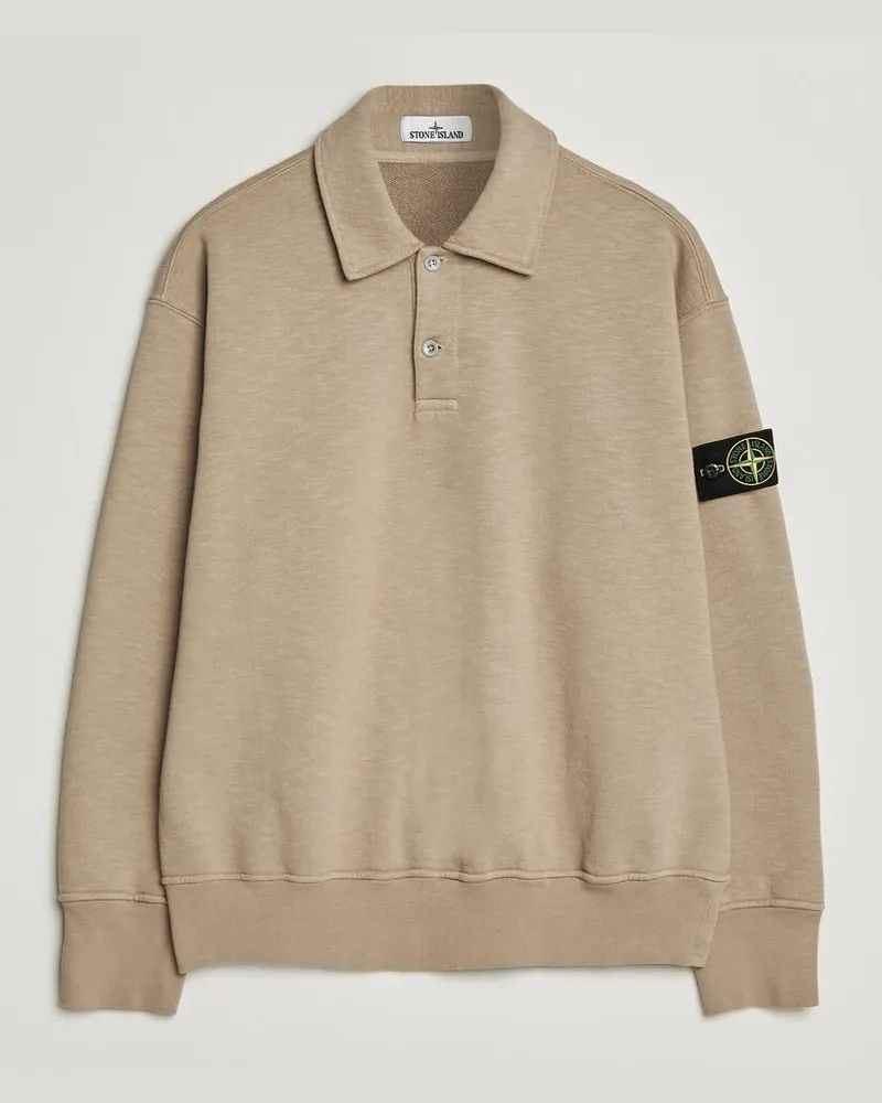 Stone Island Tubular Cotton Fleece Polo Biscuit Beige
