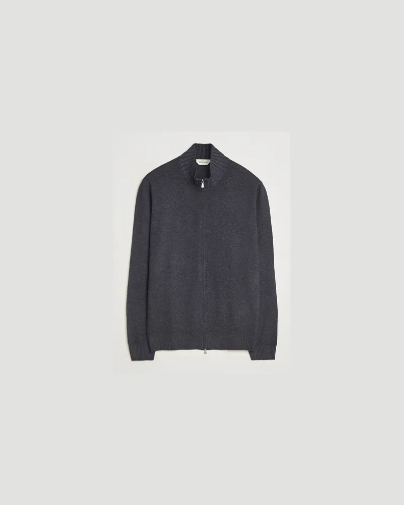 Gran Sasso Wool/Cashmere Washed Full Zip Asphalt Grau