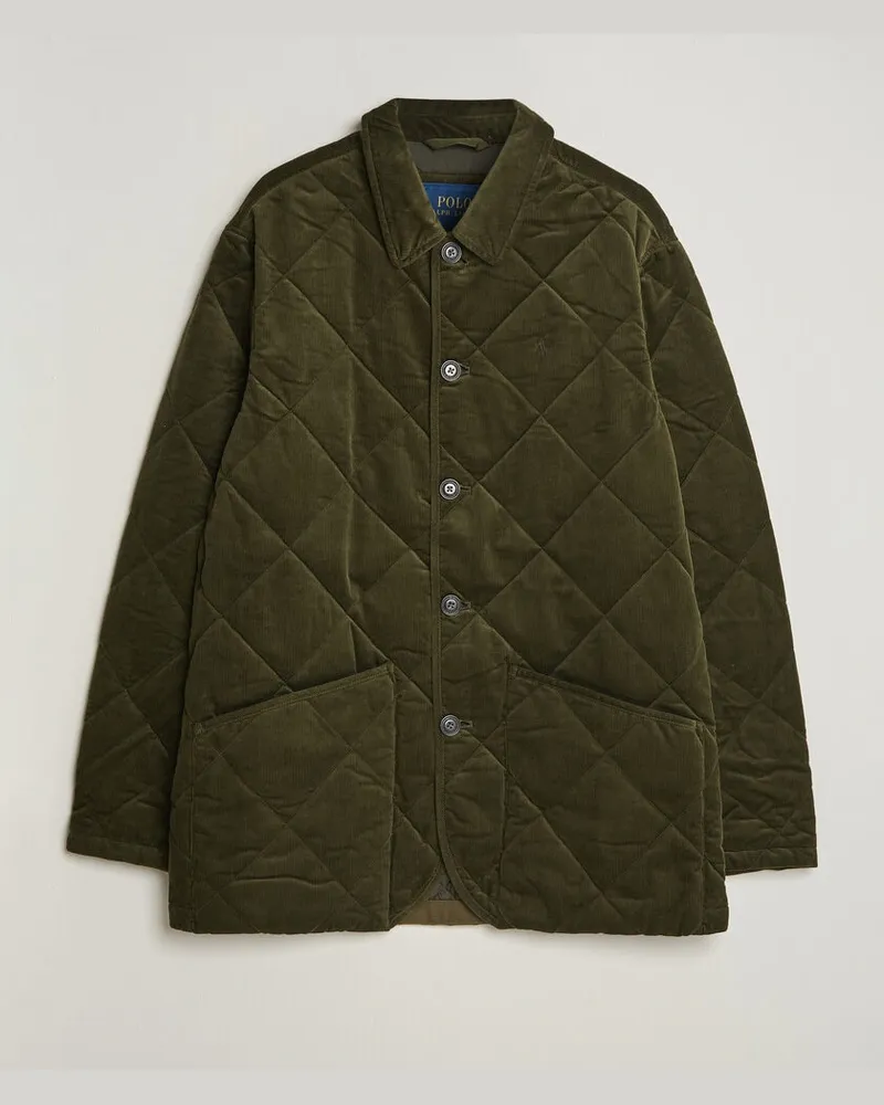 Ralph Lauren Quilted Corduroy Car Coat Company Olive Grün