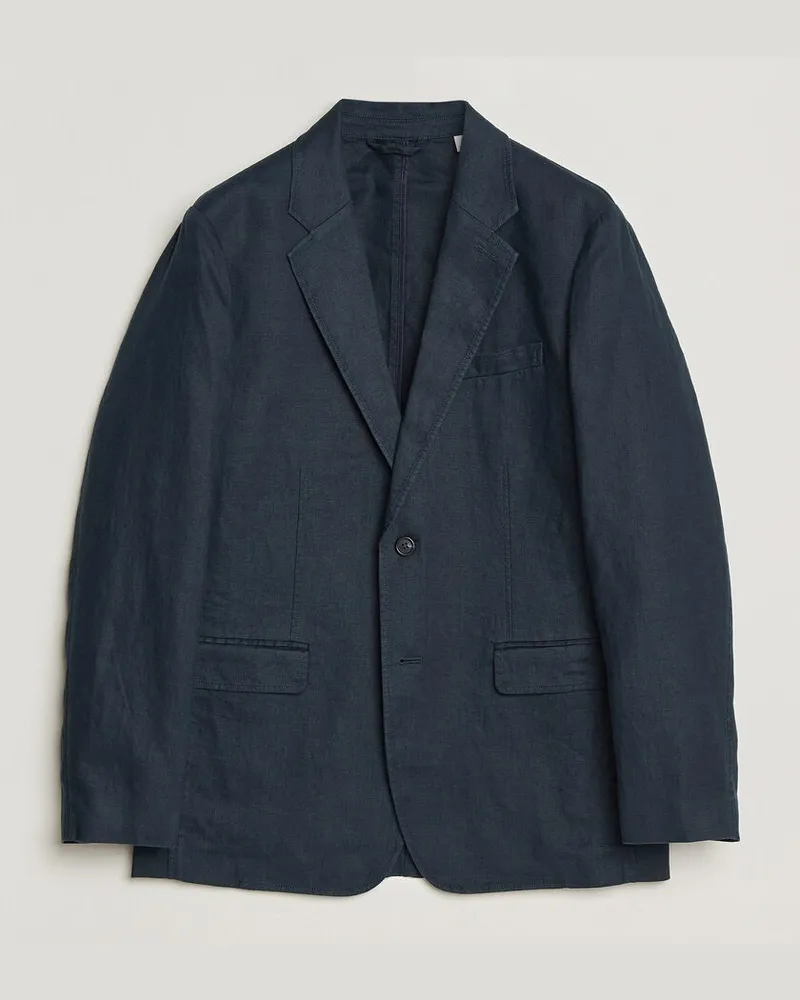 Gant Garment Dyed Linen Blazer Evening Blue Blau