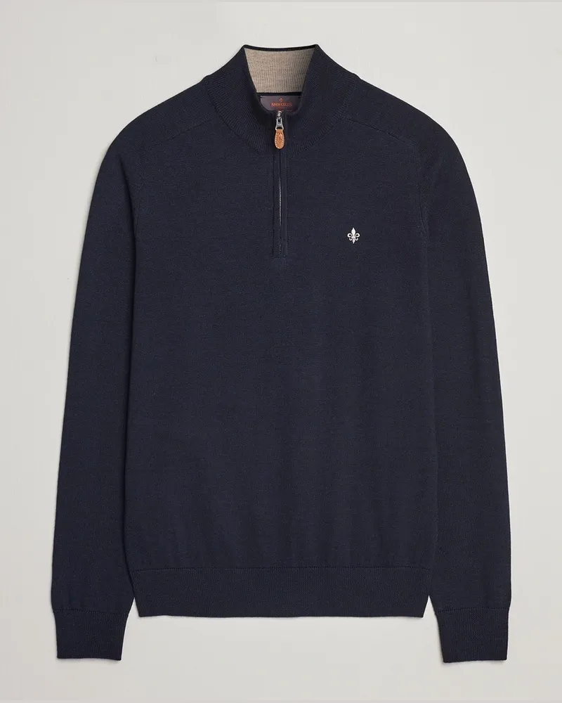 Morris John Merino Half Zip Navy Blau
