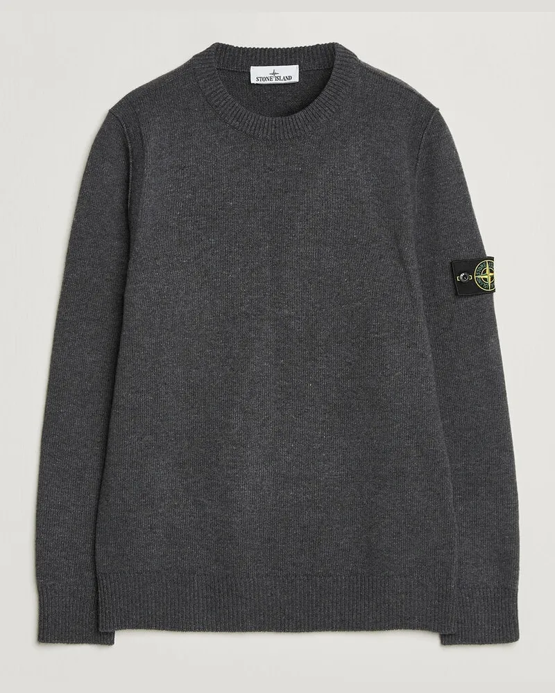 Stone Island Knitted Lambswool Crew Neck Melange Lead Grau