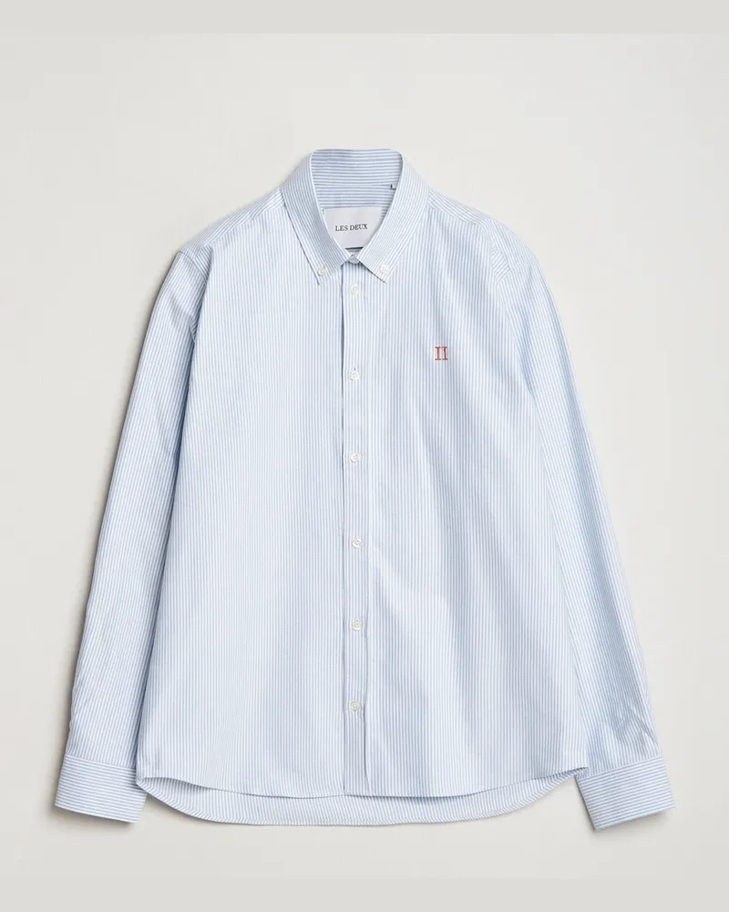 LES DEUX Konrad Contrast Oxford Shirt Light Blue/White Blau