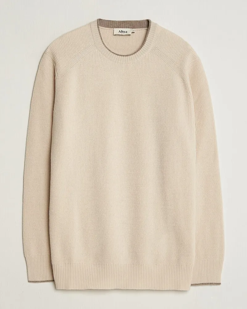 Altea Rib Wool Raglan Sweater Cream Weiß