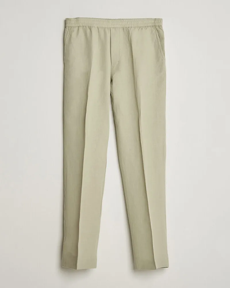 Filippa K Theo Relaxed Linen/Cotton Drawstring Trousers Light Green Grün