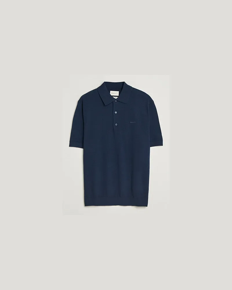 Gant Extrafine Merino Polo Marine Blau