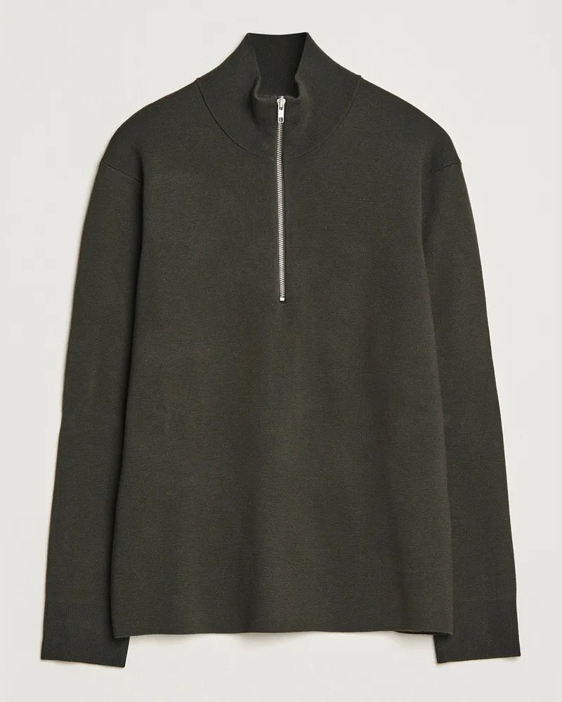 NN 07 Harald Cotton/Modal Half Zip Dark Army Grün