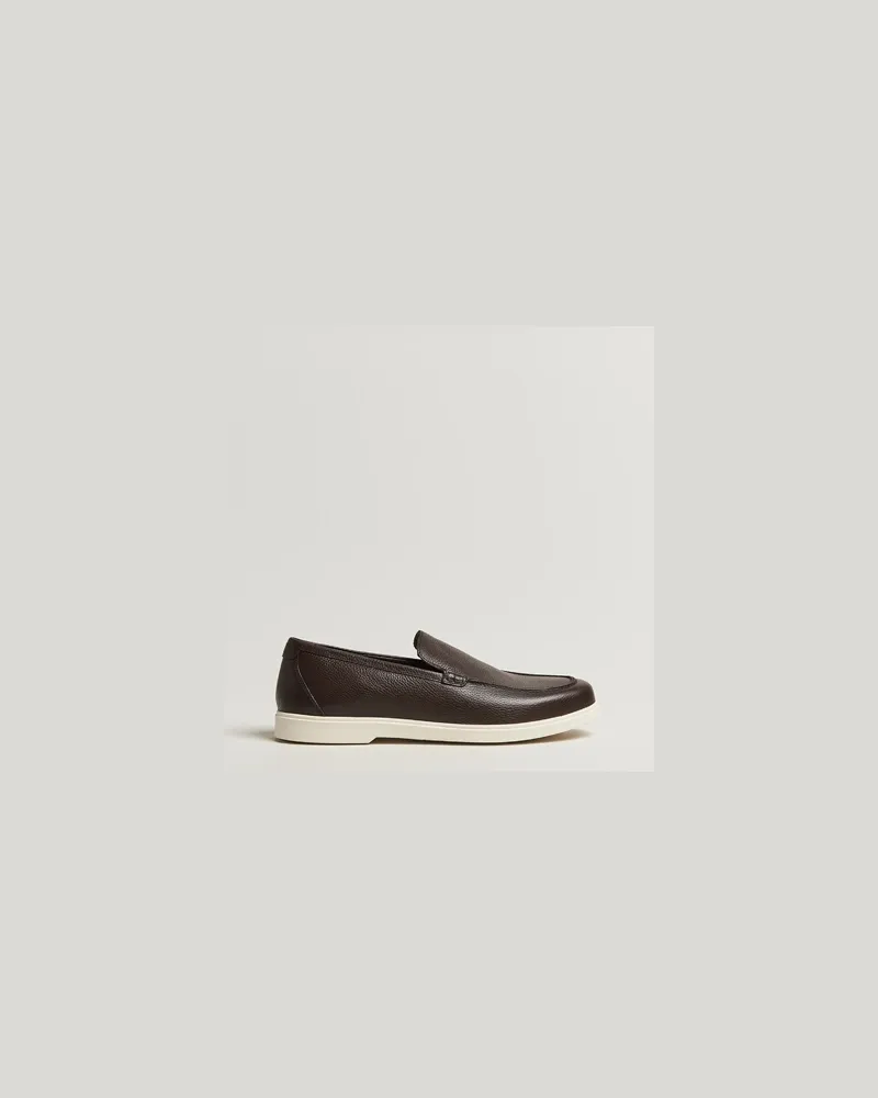Loake 1880 Tuscany Grained Leather Loafers Dark Brown Braun