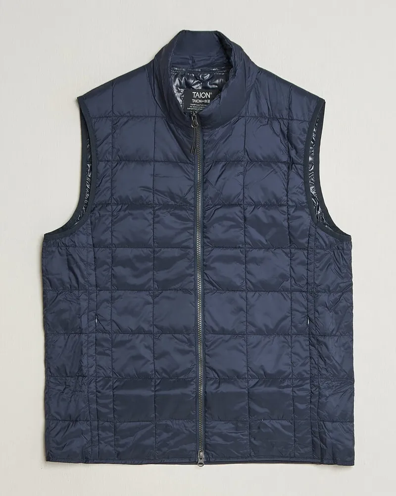 TAION High Neck Full Zip Lightweight Down Vest Dark Navy Blau
