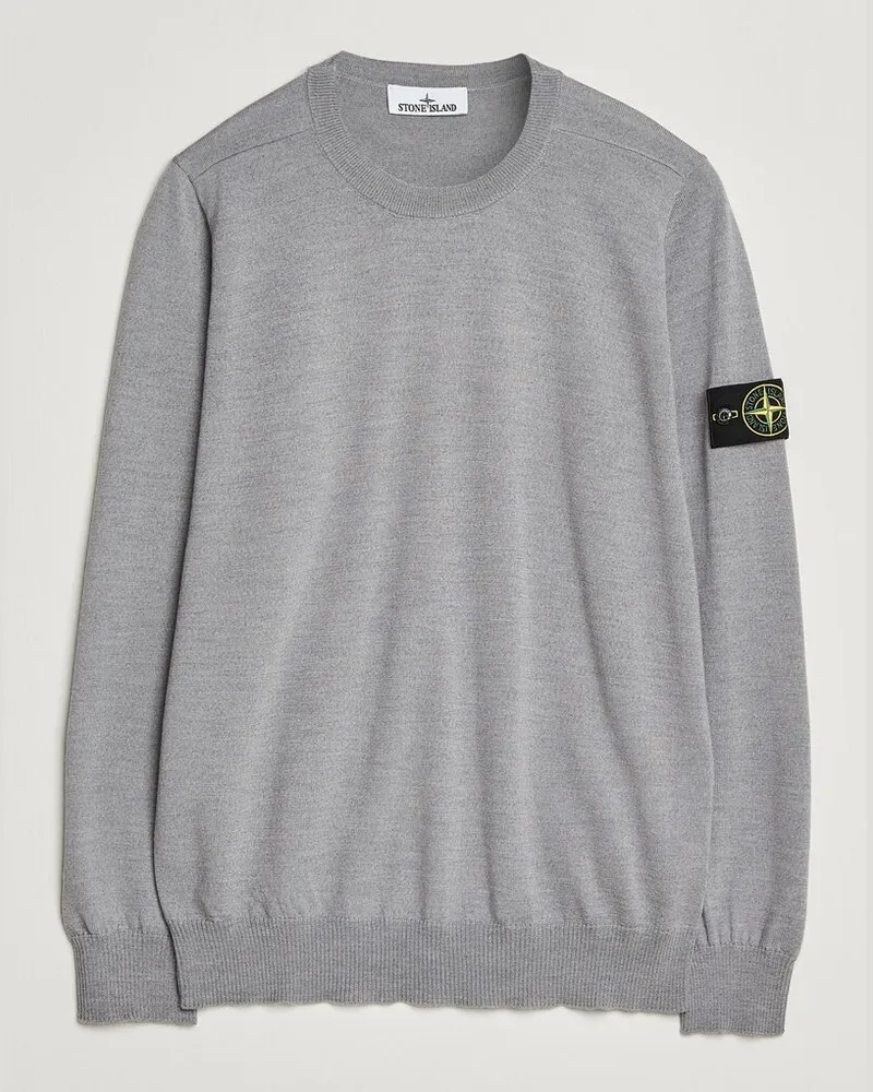 Stone Island Light Pure Wool Crew Neck Ash Grey Melange Grau