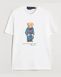 Ralph Lauren Rundhals Tshirt White Denim Bear Weiß