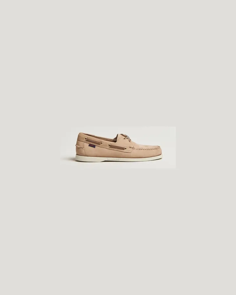 Sebago Docksides Portland Nubuck Boat Shoe Beige Camel Beige