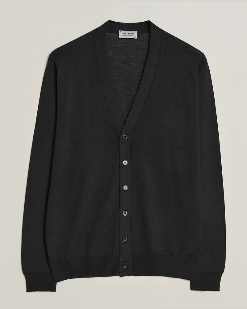 John Smedley Bradrick Extra Fine Merino Cardigan Black Schwarz