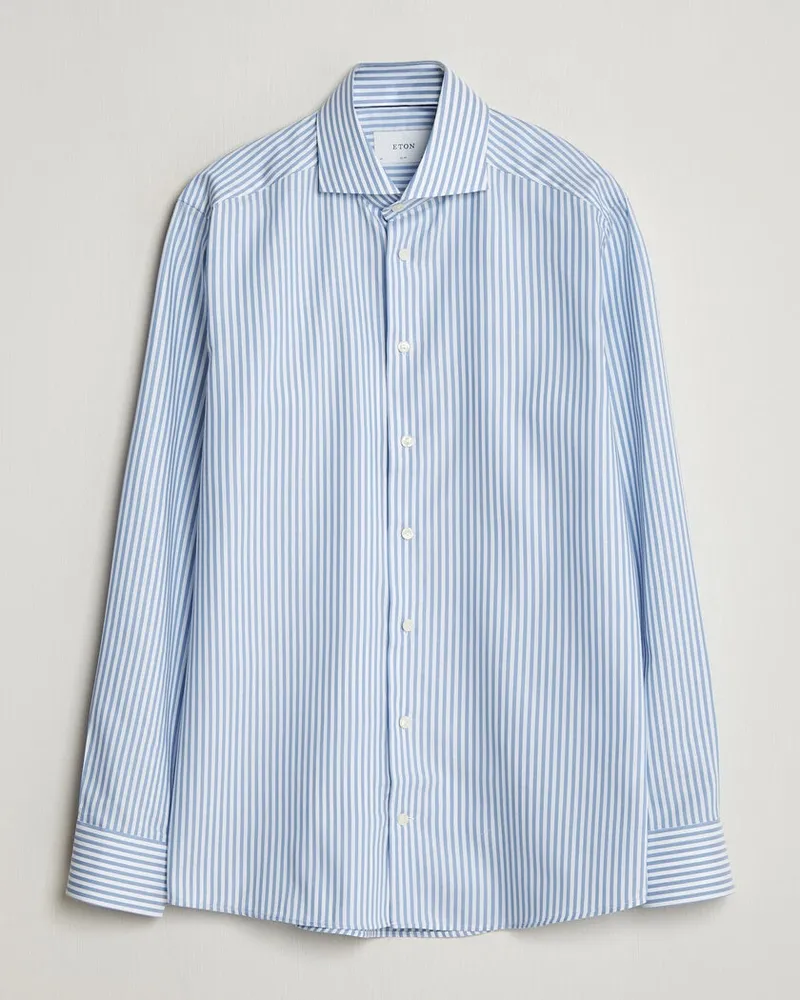 Eton Slim Fit Signature Oxford Striped Shirt Light Blue Blau