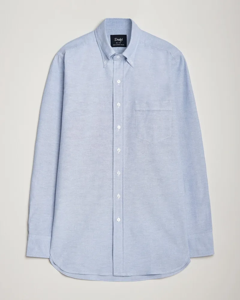 Drake's Button Down Oxford Shirt Blue Blau