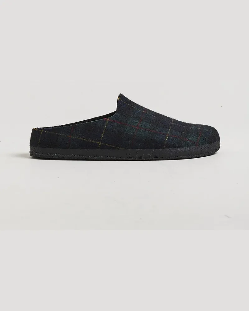 Birkenstock Amsterdam Wrapped Dip Shearling Green Navy Plaid Mehrfarbig