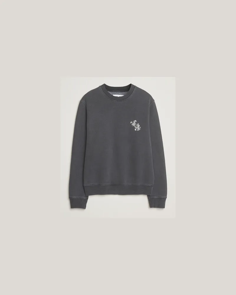Samsøe & Samsøe Phil Printed Crew Neck Sweatshirt Washed Black Schwarz