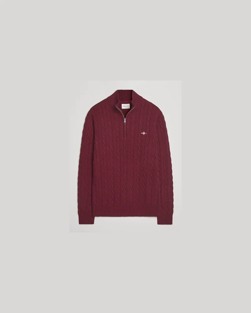 Gant Cotton Cable Half Zip Bordeaux Melange Rot