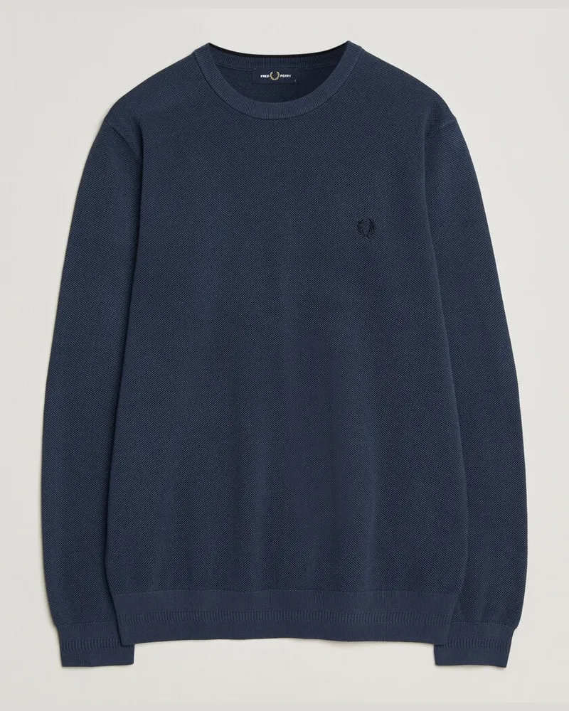 Fred Perry Piqué Stitched Sweater Dark Airforce Grau