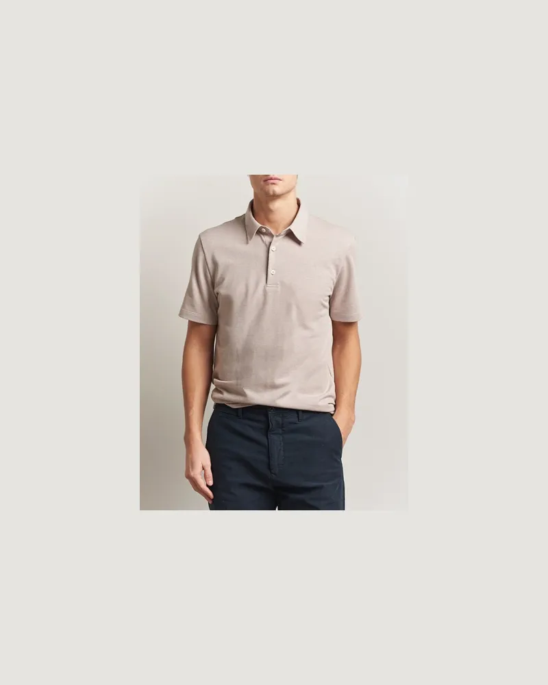 Brioni Short Sleeve Cotton Piquet Polo  Beige Beige