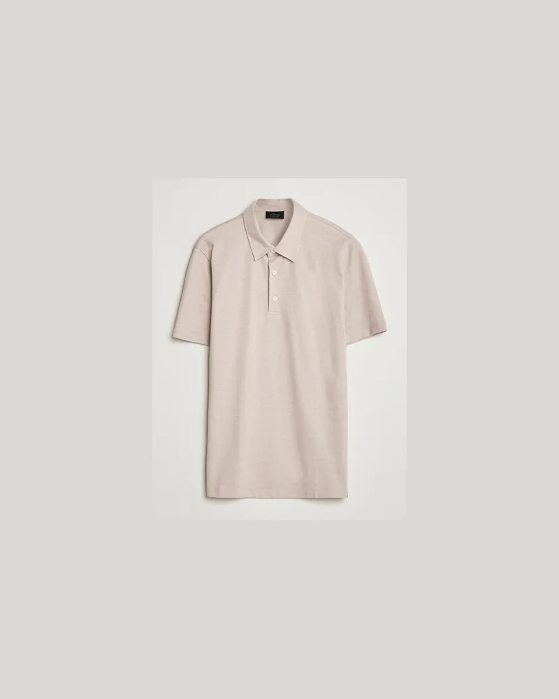 Brioni Short Sleeve Cotton Piquet Polo  Beige Beige