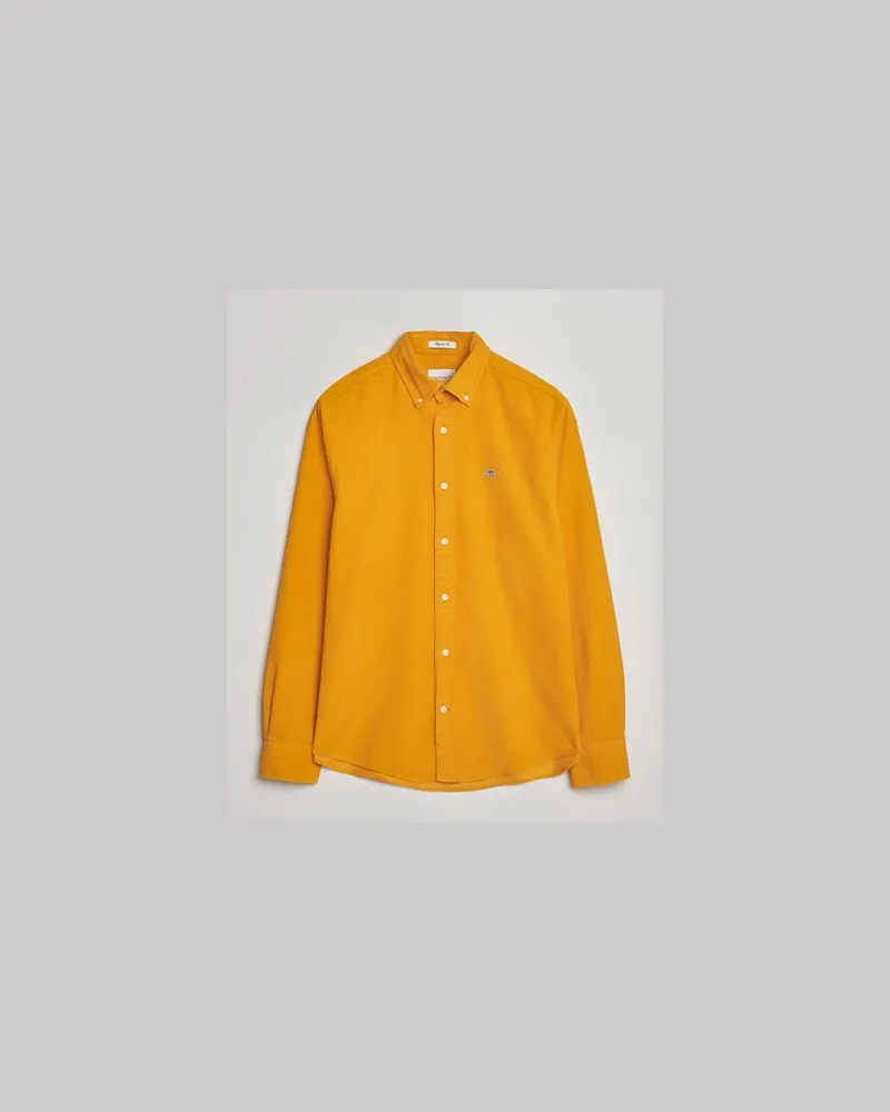 Gant Regular Fit Corduroy Shirt Yellow Lichen Gelb