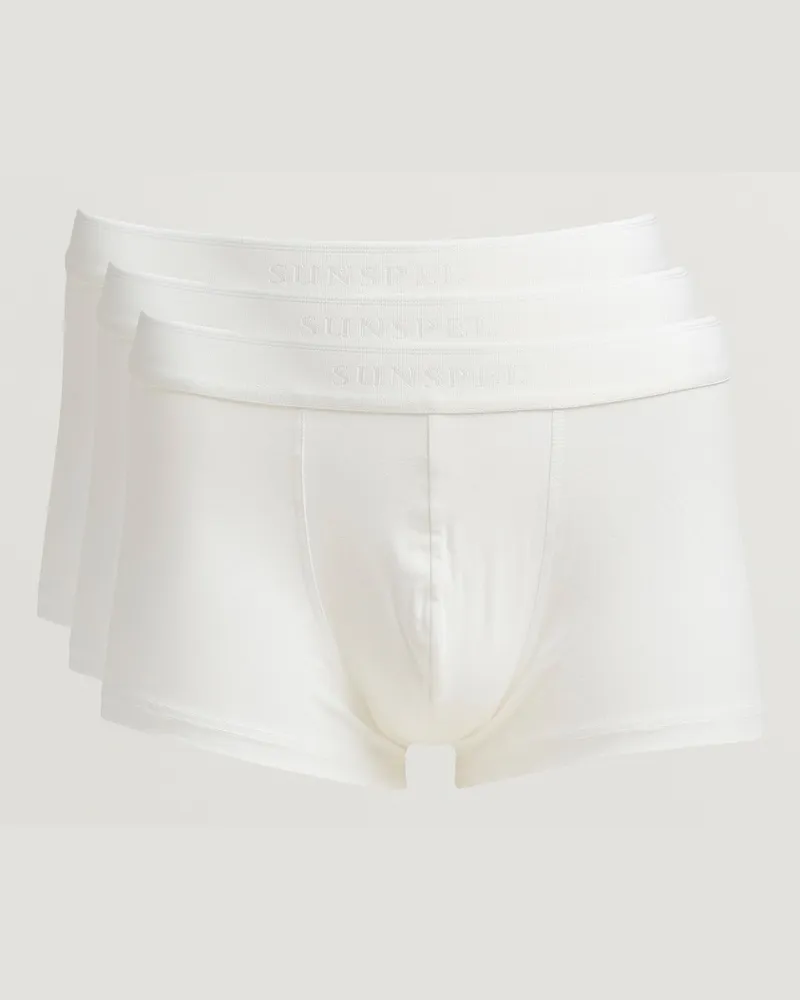 Sunspel 3-Pack Cotton Stretch Trunk White Weiß