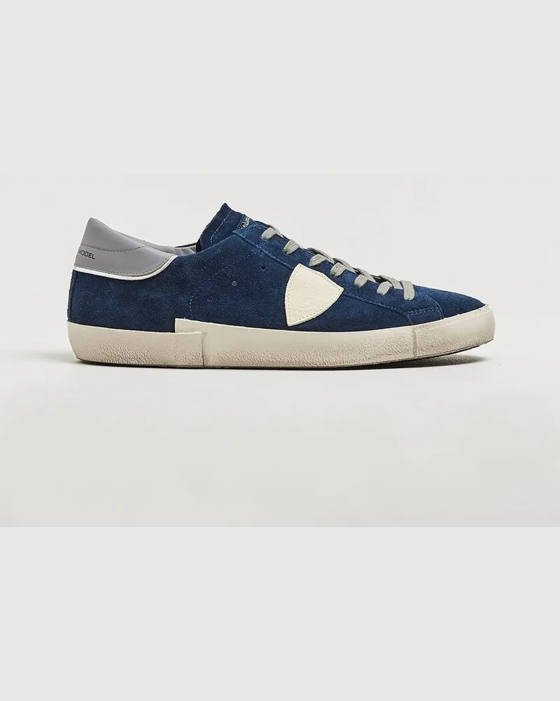 Philippe Model PRSX Low Top Suede Sneaker Blue/Grey Blau
