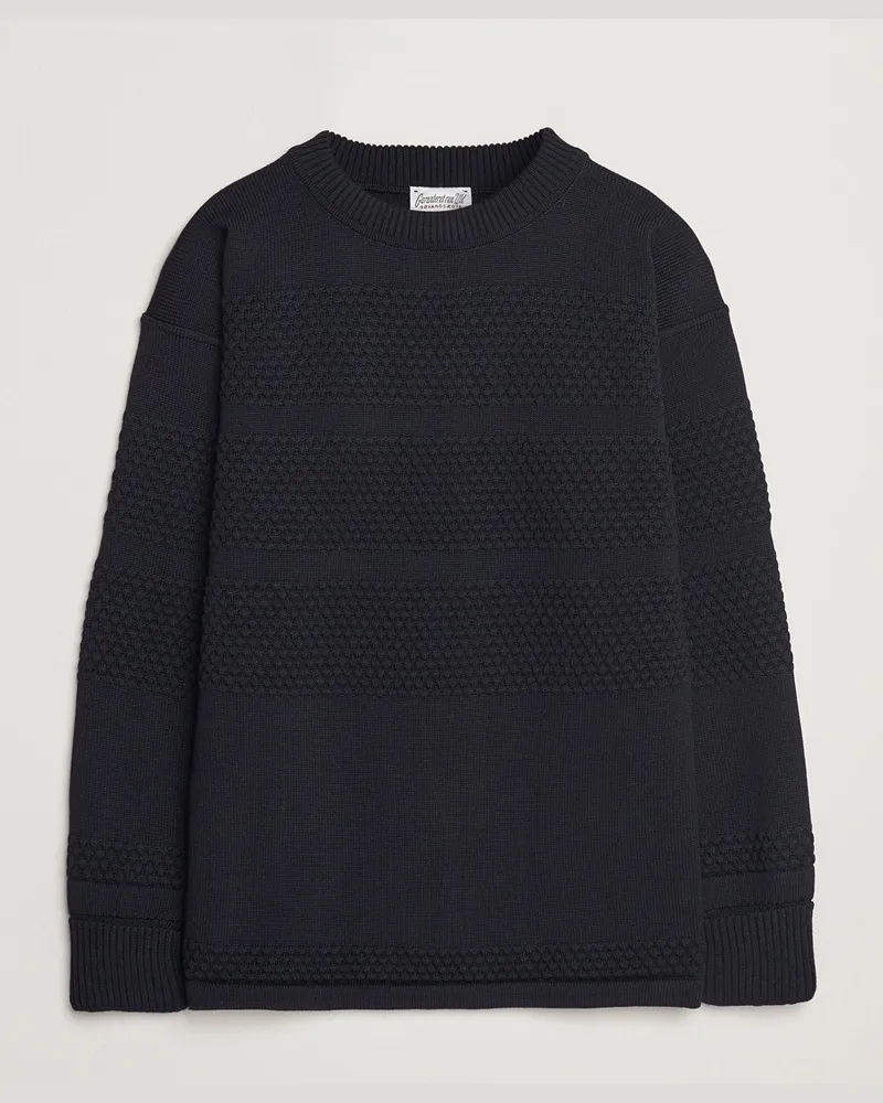 S.N.S Herning S.N Herning Fisherman Wool Crew Neck Sweater Navy Blue Blau