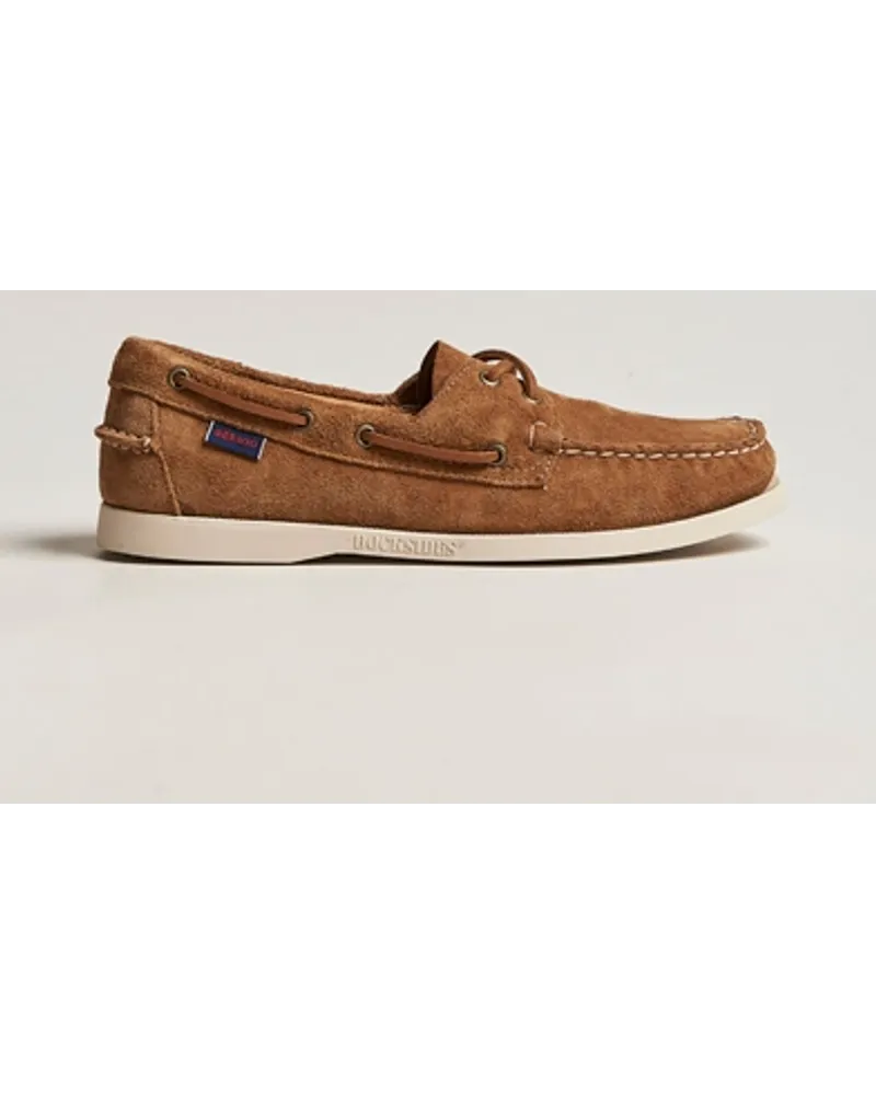 Sebago Docksides Suede Boat Shoe Brown Cognac Braun