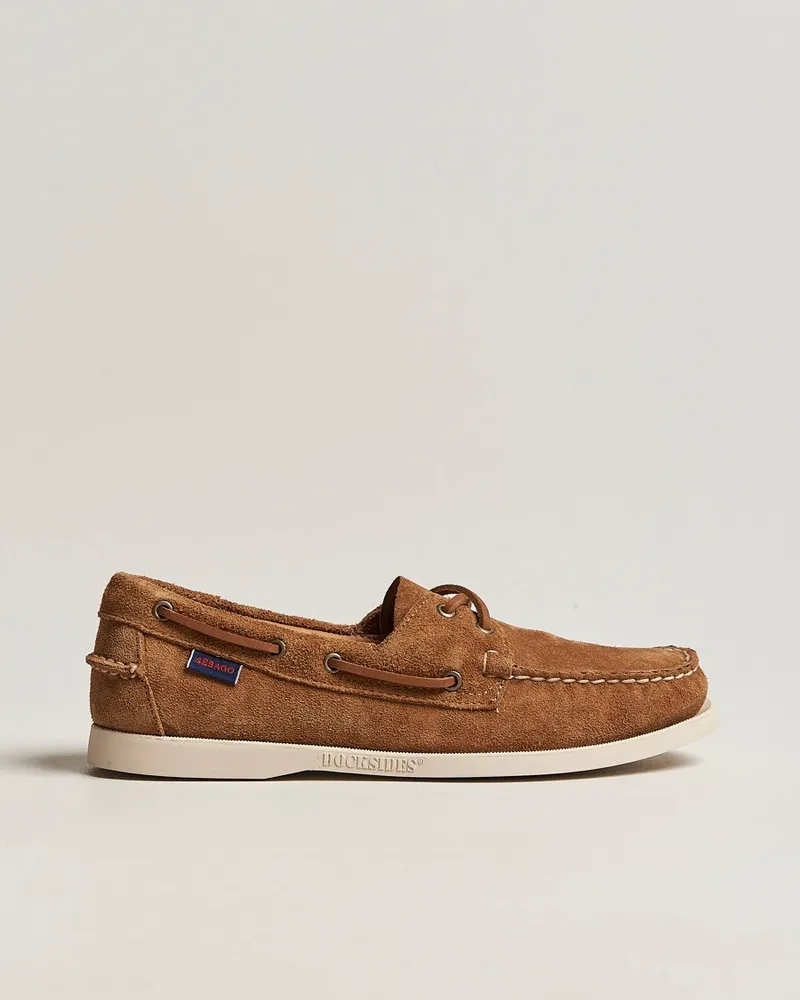 Sebago Docksides Suede Boat Shoe Brown Cognac Braun