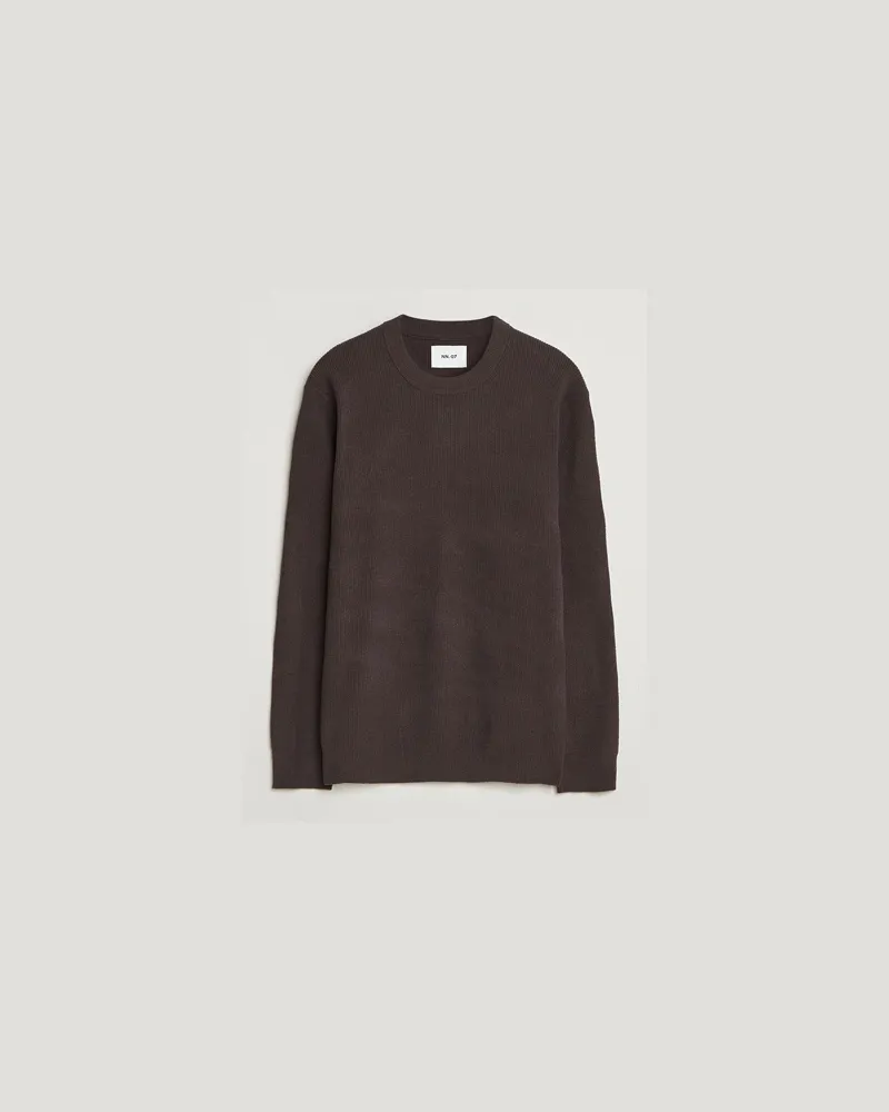 NN 07 Danny Rib Knitted Crew Neck Dusky Port Braun