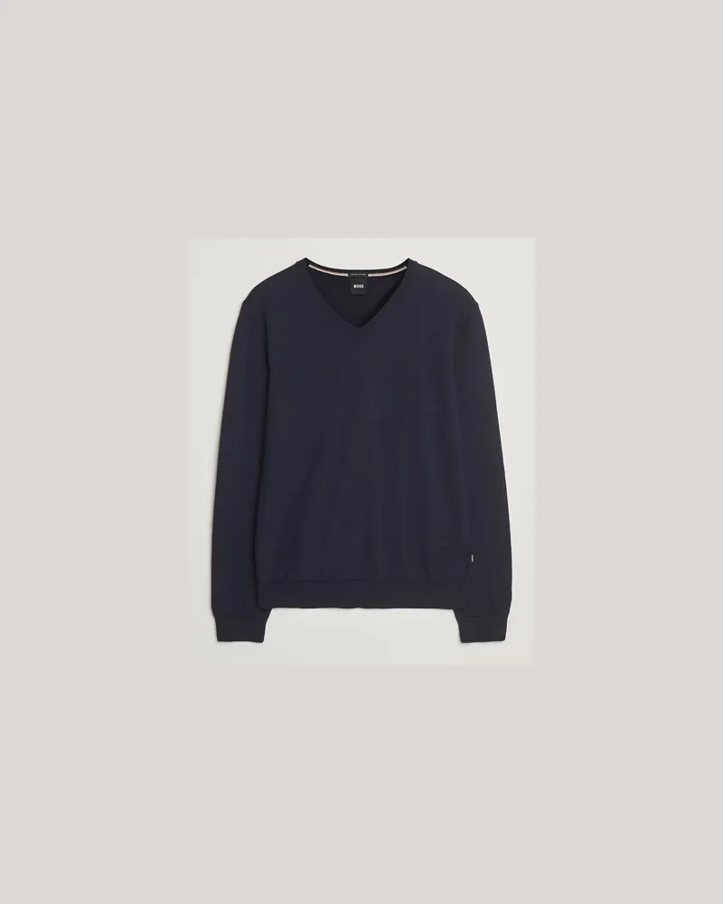 HUGO BOSS Melba Wool V-Neck Pullover Dark Blue Blau