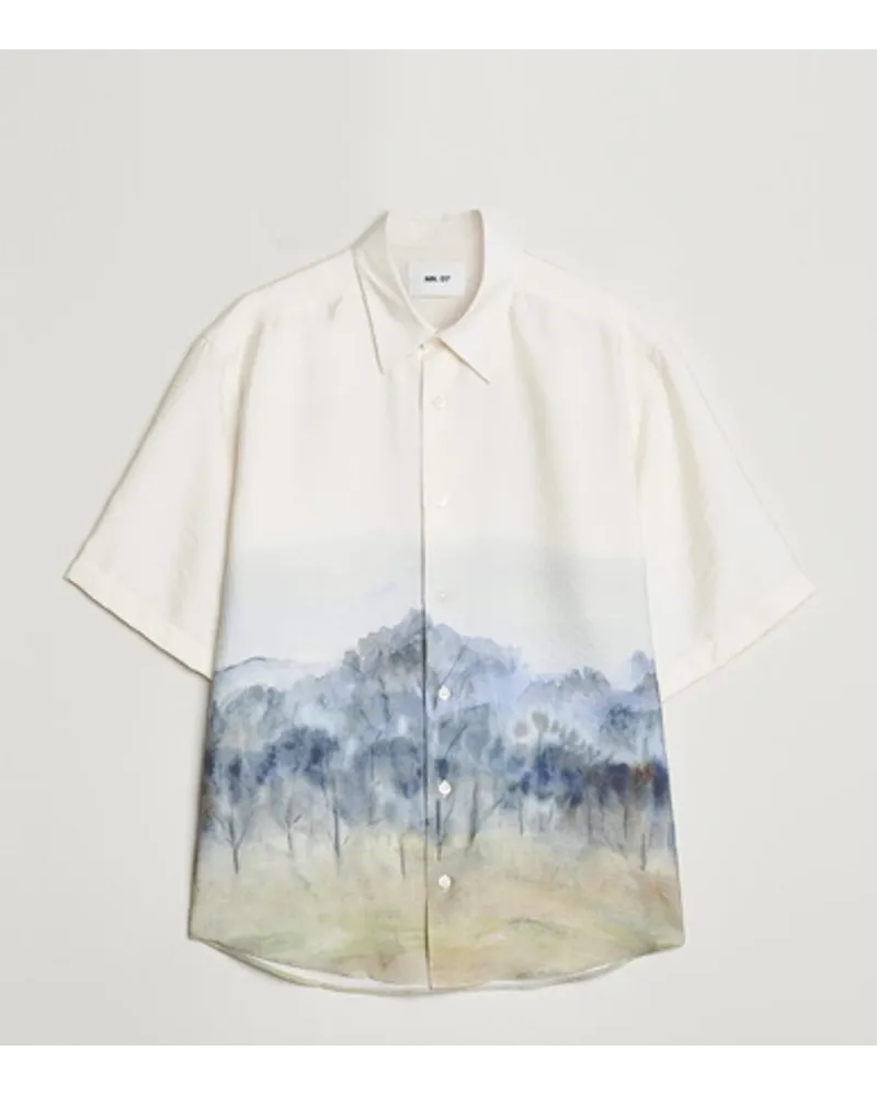 NN 07 Quinsy Printed Kurzarm Shirt White Multi Weiß