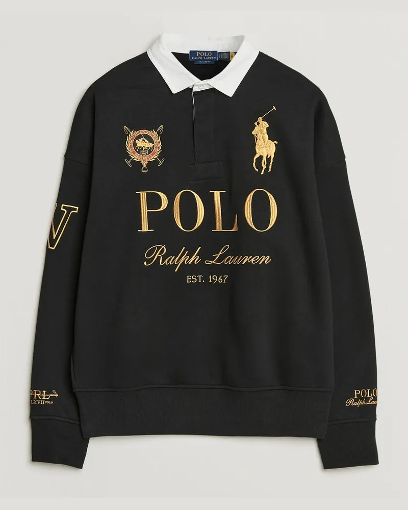 Ralph Lauren Magic Fleece Printed Sweatshirt Polo Black Schwarz