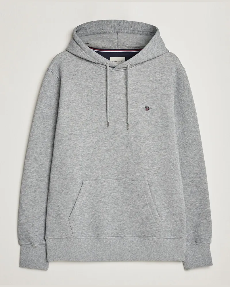 Gant Original Shield Logo Hoodie Grey Melange Grau