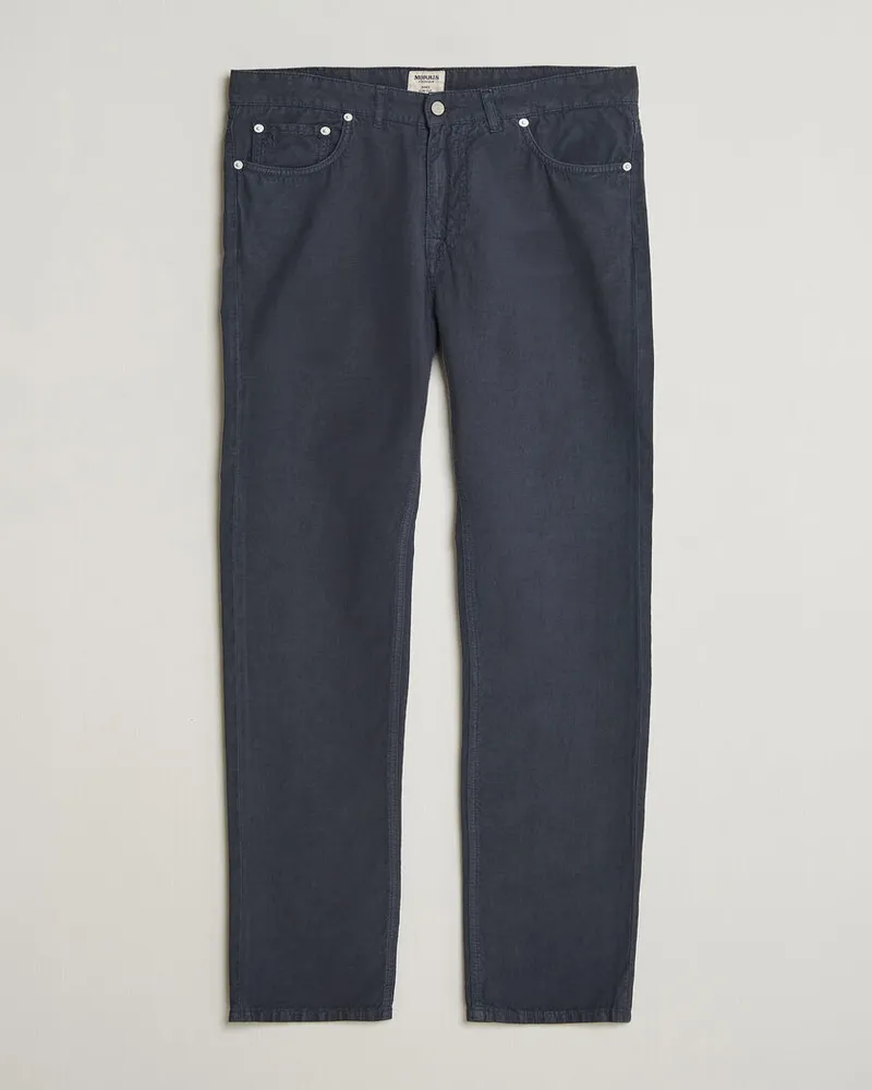 Morris James Washed Linen 5-Pocket Pants Dark Blue Blau