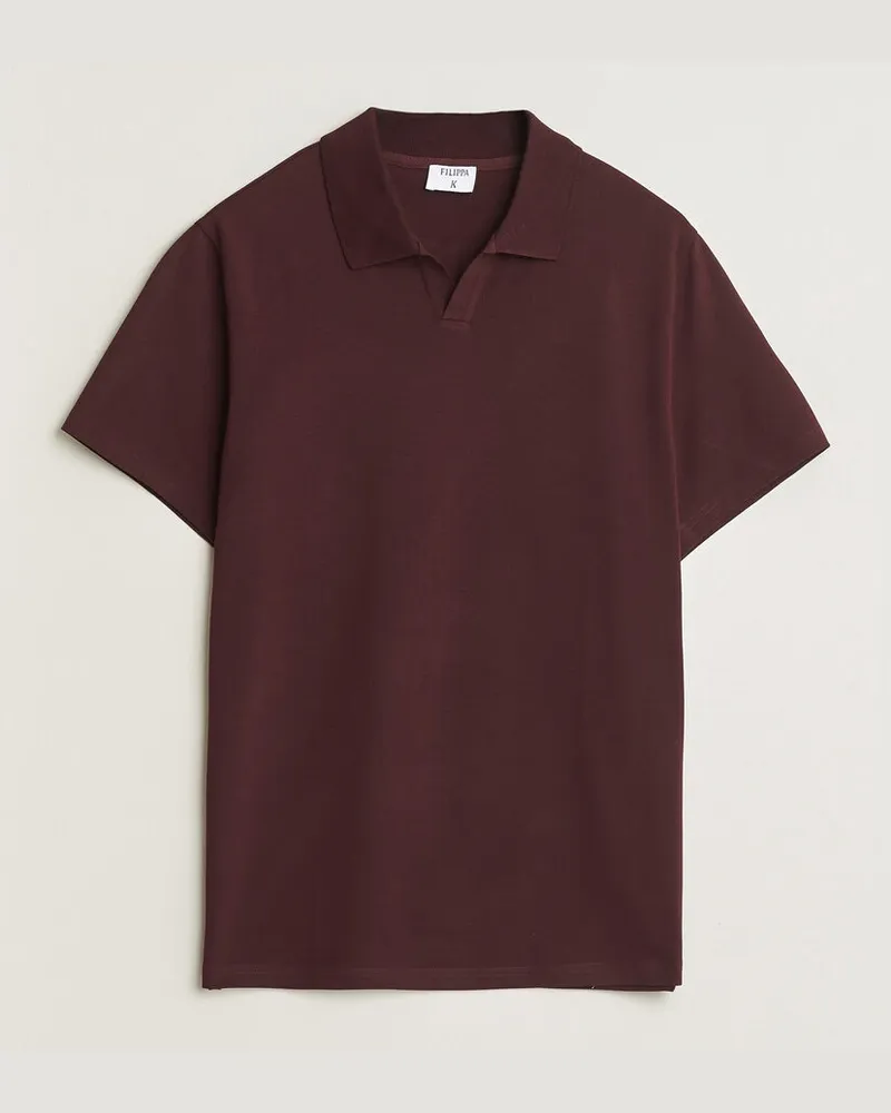 Filippa K Soft Lycra Polo T-Shirt Dark Burgundy Rot