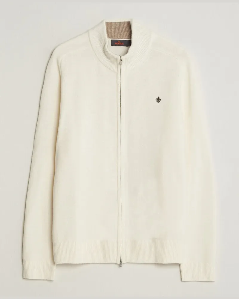 Morris Hertford Zip Cardigan Off White Weiß