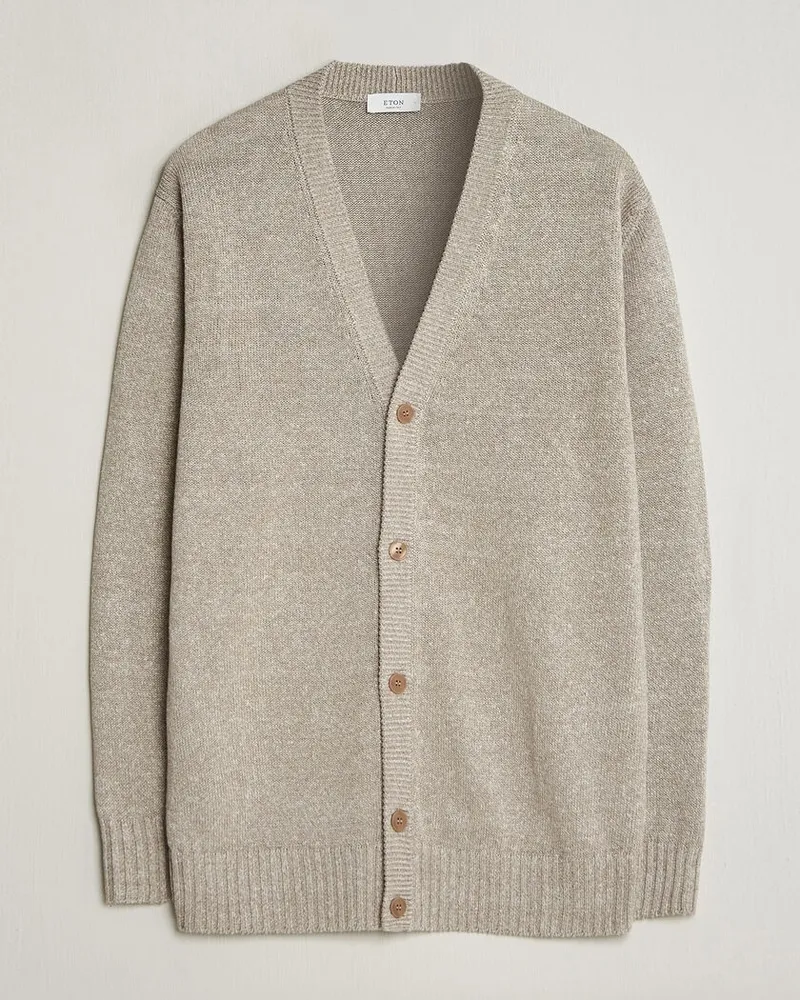 Eton Cotton Linen Knitted Cardigan Beige Beige