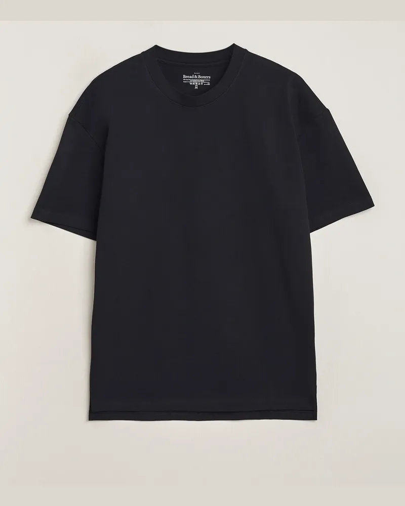 Bread & Boxers Textured Heavy Crew Neck T-Shirt Black Schwarz