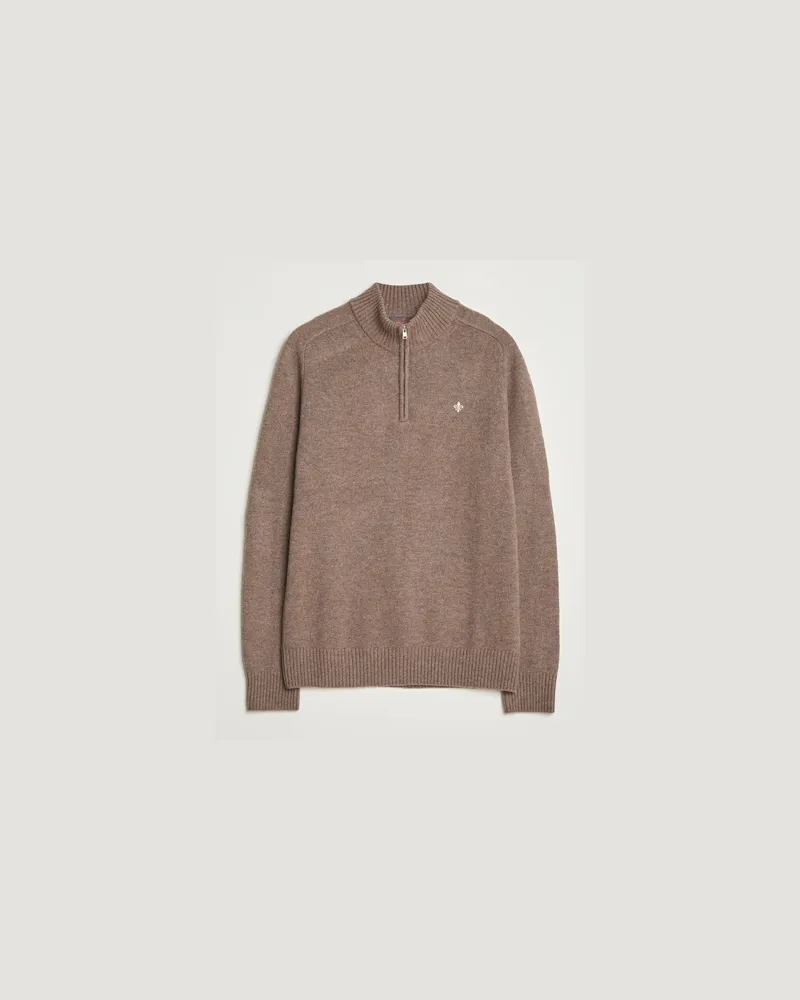 Morris Hertford Lambswool Merino Half Zip Brown Braun