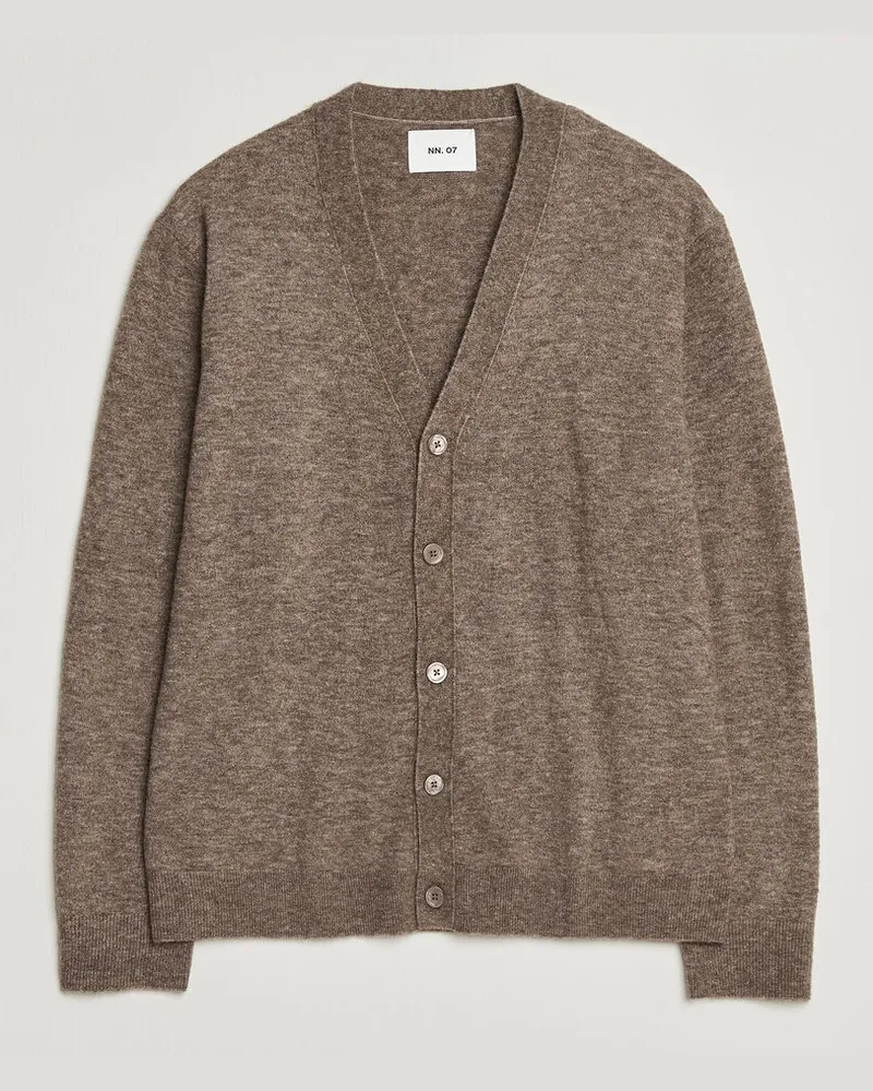 NN 07 Gavin Brushed Wool Knitted Cardigan Desert Clay Braun