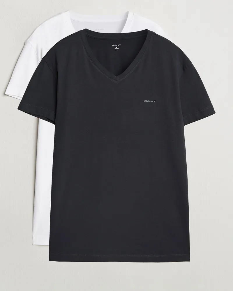 Gant 2-Pack V-Neck T-shirt Black/White Weiß