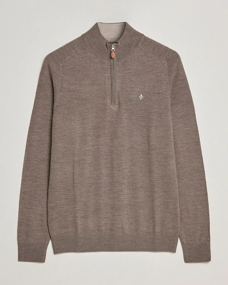 Morris John Merino Half Zip Light Brown Braun