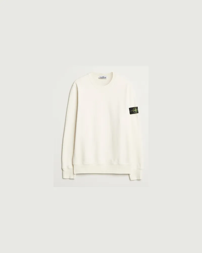 Stone Island Garment Dyed Fleece Sweatshirt Ivory Weiß