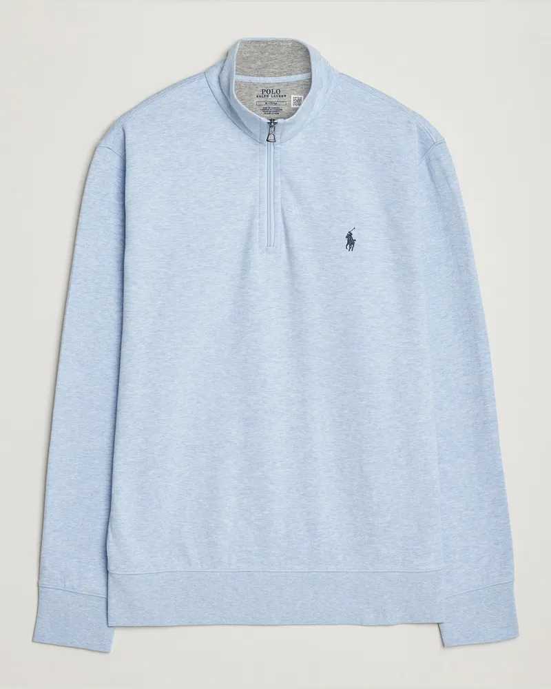 Ralph Lauren Tech Double Knit Half Zip Office Blue Heather Blau